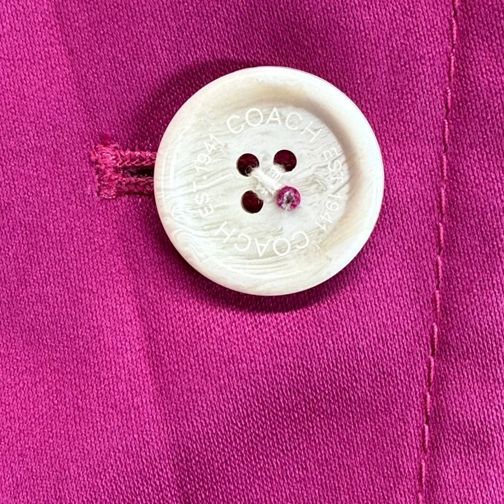 Coach Rain Coat Magenta Floral Lined Button Front Jacket Coat XS READ‎